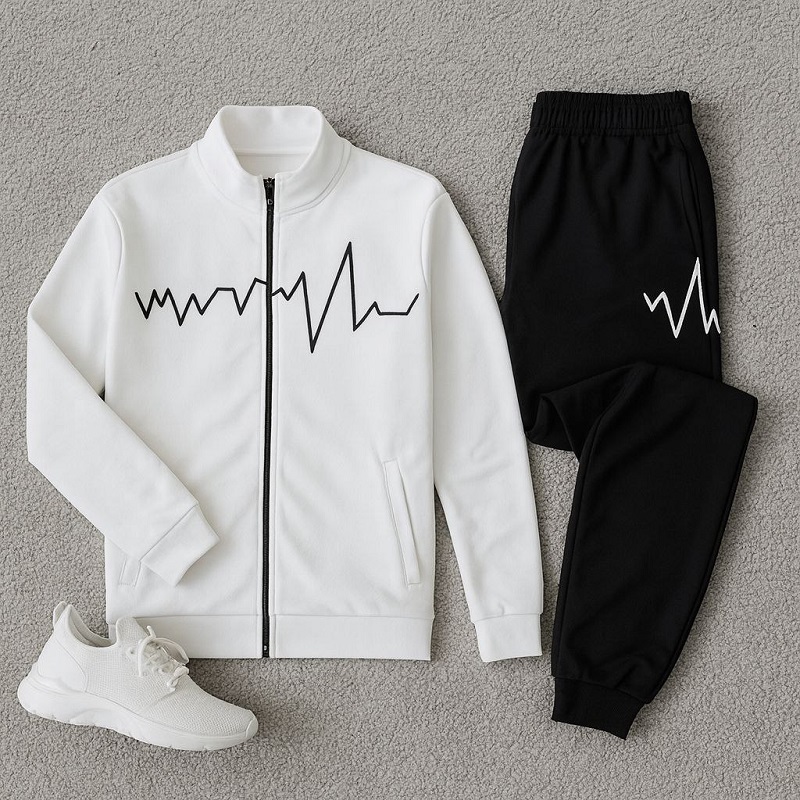 ست سوییشرت شلوار مردانه سفید مدل EKO