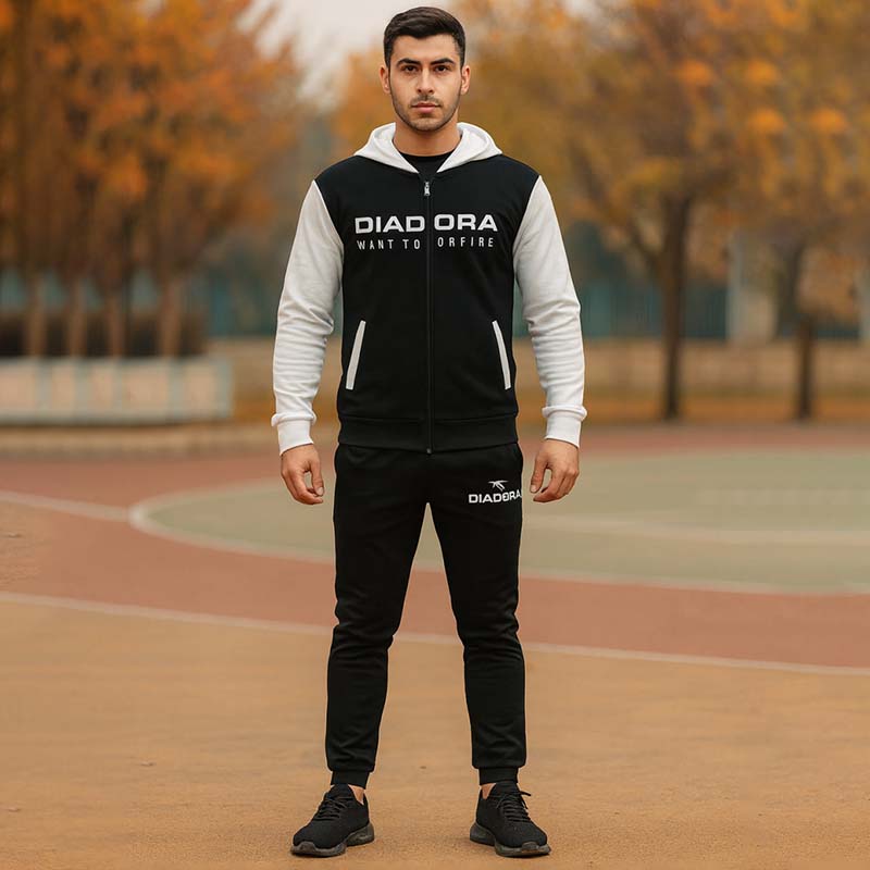 ست سوییشرت شلوار مردانه مشکی مدل Diadora